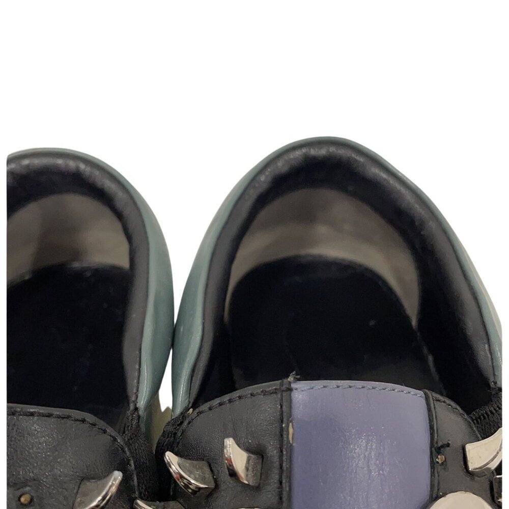 Fendi Monster Face Slip On Sneakers Studded Lightning Bolt Black Green EU 37 US - Picture 8 of 12